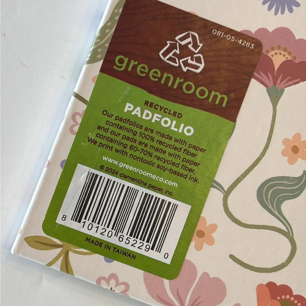 Greenroom Hardcover Floral Padfolio with Letter Size Notepad